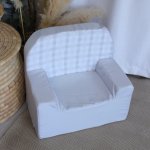 A Kids Sofa Foam Chair Grey Check