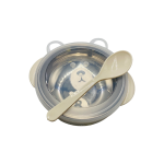 Cute Baby Bowl With Bear Shaped Lid And Spoon MY-624 Cream