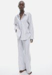 Cotton Poplin Pyjamas - White & Striped