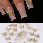 20PCS Silvery Butterfly Nail Charms With Rhinestones Nail Art Accessories Nail Art Decoration Supplies For Women