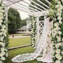 1PC Artificial Rose Flower Garland 10-HEAD Plastic Hanging Decoration For Versatile Home & Outdoor Festivities - All Seasons Universal Floral Decor For Wedding Bedroom