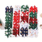 10PCS Christmas Bow Hair Clips Simple Festive Santa Claus Ponytail Clips Baby Girls Hair Accessories Random Color Ideal Choice F