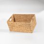Rectangular Water Hyacinth Cut Out Handle Woven Basket - Natural Dark - Large 40X24X27CM