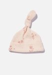 Cotton On Organic Pointelle Beanie - Pink Pearl spriggy Floral