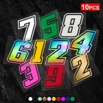 10PCS 0-9 Number Racing Auto Stickers Vinyl Car Decals For Automobile Motorcycle Racing Trucks Laptop Decor HIGH=10.16 15.24CM