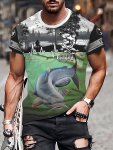 3D Fish Pattern Print Men's Crew Neck Short Sleeve T-Shirt Casual Summer T-Shirt For Daily Wear And Vacation Resorts