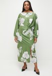 Edit Plus Printed Wrap Midi Dress - Green Kelp Forest