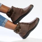 Yuina Fur Collar Ankle Boot - Brown - 9