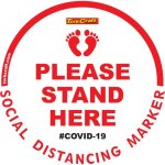 Tork Craft Covid 19 - 300MM Round Social Distancing Graphic - White Small Feet Here