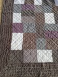 Cream Mauve Grey Velvet Patchwork Quilt