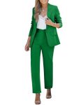 Luvamia Women's Two Piece Sets Pants Suits Dressy Business Casual Outfits Professional Blazer Pantsuits Set Work Office Green La