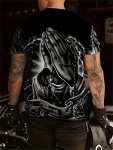 3D Praying Pattern Print Men's Crew Neck Short Sleeve T-Shirt Casual Summer T-Shirt For Daily Wear And Vacation Resorts