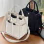 Mini Canvas Satchel Bag With Top Handle Multi Pockets Crossbody Bag Portable Lunch Box Storage Bag