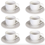 Premium Tea Or Coffee Cups And Saucers And Teaspoons - 260ML - Set Of 6