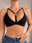 Solid Ring Linked Cross Chest Straps Sexy & Comfortable Camisoles Women's Lingerie & Underwear