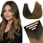 Doores Tape In Hair Extensions Human Hair Chocolate Dip Color Melt 24 Inch 30G 10PCS Human Hair Extensions Natural Hair Extensio