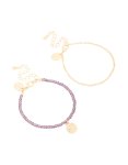 Goldair Gold Purple Beaded & Layered Chain Bracelets 2-PACK