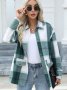 Plaid Print Button Front Outwear Casual Lapel Long Sleeve Jacket For Fall & Winter Women's Clothing