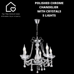 Polished Chrome Chandelier With Crystals - 5 Lights