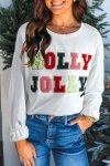 White Holly Jolly Embroidered Graphic Pullover Sweatshirt - White XL UK14-16 SA38-40