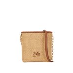 K autograph Raffia Small Bucket Bag -natural tan