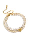 Waterproof Gold Plated Stainless Steel Pearl Cord & Tennis Bracelets 3-PACK