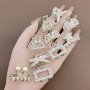 7/10 Pieces Faux Pearl-embellished Hair Clip Set Elegant Fashion Accessories For Women Cute Sweet Style Small Size Assorted Designs For Half-up Hairstyles