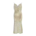 Goldair Gold Sequins Trim Detail Dress