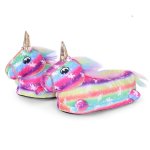 Purple Rainbow Fluffy Unicorn Slippers - Purple Rainbow Kids