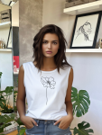 Lined Flower Vest - White - Large