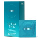 Fama 0.04MM Ultra Thin Condoms 10 Count Natural Latex 25% Thinner Ph-balanced & Hypoallergenic Silicone Lubricated Odorless Fda-