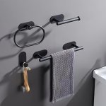 4PCS SET Bathroom Stainless Steel Towel Ring Towel Rack Bathroom Towel Bar Bathroom Hanger Set Bathroom Rack Toilet Paper Holder