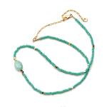 Aquamarine Boho Beaded Necklace - Aqua Calcite