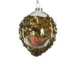 Glass Acorn Shape Bauble 5X7CM - Bird