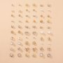 30 Pairs Of Alloy Full Rhinestones Assorted Shape Compact Exquisite Stud Earrings Set