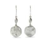 Organic Round Earrings - Solid 9KT White Gold