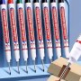 5pcs Multi-Surface Deep Hole Markers - Waterproof No Bleed Long Nib - Red Black Blue Green Oil Ink Pens For Woodworking Construction DIY Crafts & More