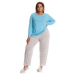 Donnay Plus Size Knit Pyjama Sleepsets - Blue Check