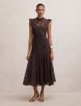 Arielle Lace Midi Dress - 16 Plum Brown
