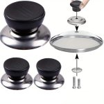 Choose Your Bundle: 1 2 3PCS Universal Kitchen Pot Lid Handles - Durable Stainless Steel & Plastic Fits 6-10MM Holes Sleek Black