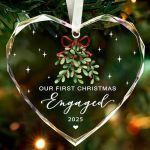 Engagement Gifts For Couples First Christmas Engaged Ornament 2025 - Engagement Gifts For Women Glass Engaged Christmas Ornament
