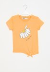 Graphic T-Shirt Tie Front - Orange