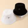 Reversible Bucket Hat For Women Heart Embroidery Basin Hat Double-sided Wear Versatile Fisherman Hat