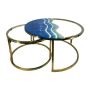 2 In 1PC Unique Coffee Table With Ocean Waves Design