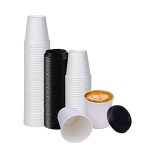 Smygoods White Disposable Paper Coffee Cups With Lids 10 Oz 25 Count For Hot Beverages Tea Espresso Cocoa - To Go Drink Containe