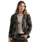 Frayed Edge Check Blazer - Olive M