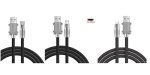 Abodos Fast Charging Data Cable Fully Compatible With Data Cable 120W Pack Of 3 AS-DS375 Type C Micro USB Lightning Cable 100CM