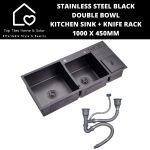 Stainless Steel Black Double Bowl Kitchen Sink - 1000 X 450MM
