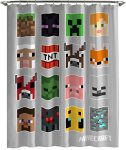 Jay Franco Shower Curtains Minecraft Mobs And Blocks Easy Care Fabric Gamer Bath Curtain Features Creeper Official Minecraft Pro
