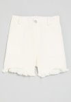 PoP Candy Frayed Hem Shorts-white